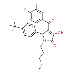 ChemSpider 2D Image | 4-(4-Fluoro-3-methylbenzoyl)-3-hydroxy-1-(3-methoxypropyl)-5-[4-(2-methyl-2-propanyl)phenyl]-1,5-dihydro-2H-pyrrol-2-one | C26H30FNO4
