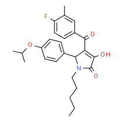 ChemSpider 2D Image | 4-(4-Fluoro-3-methylbenzoyl)-3-hydroxy-5-(4-isopropoxyphenyl)-1-pentyl-1,5-dihydro-2H-pyrrol-2-one | C26H30FNO4