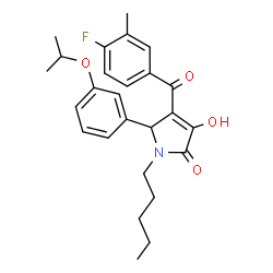 ChemSpider 2D Image | 4-(4-Fluoro-3-methylbenzoyl)-3-hydroxy-5-(3-isopropoxyphenyl)-1-pentyl-1,5-dihydro-2H-pyrrol-2-one | C26H30FNO4