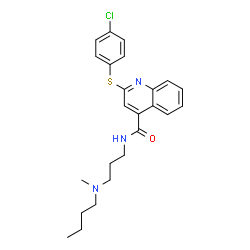 ChemSpider 2D Image | N-{3-[Butyl(methyl)amino]propyl}-2-[(4-chlorophenyl)sulfanyl]-4-quinolinecarboxamide | C24H28ClN3OS