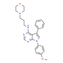 ChemSpider 2D Image | 7-(4-Methoxyphenyl)-N-[3-(4-morpholinyl)propyl]-5-phenyl-7H-pyrrolo[2,3-d]pyrimidin-4-amine | C26H29N5O2