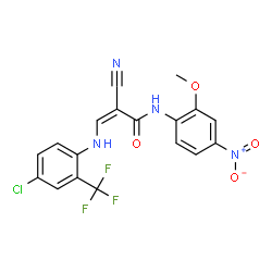 ChemSpider 2D Image | (2Z)-3-{[4-Chloro-2-(trifluoromethyl)phenyl]amino}-2-cyano-N-(2-methoxy-4-nitrophenyl)acrylamide | C18H12ClF3N4O4