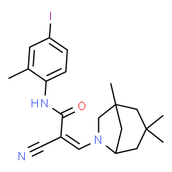 ChemSpider 2D Image | (2Z)-2-Cyano-N-(4-iodo-2-methylphenyl)-3-(1,3,3-trimethyl-6-azabicyclo[3.2.1]oct-6-yl)acrylamide | C21H26IN3O