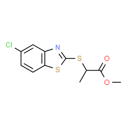 ChemSpider 2D Image | Methyl 2-[(5-chloro-1,3-benzothiazol-2-yl)sulfanyl]propanoate | C11H10ClNO2S2