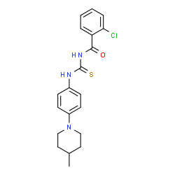 ChemSpider 2D Image | 2-Chloro-N-{[4-(4-methyl-1-piperidinyl)phenyl]carbamothioyl}benzamide | C20H22ClN3OS