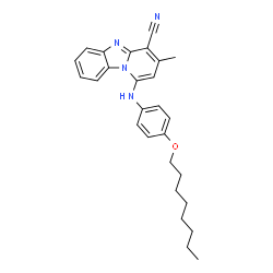 ChemSpider 2D Image | 3-Methyl-1-{[4-(octyloxy)phenyl]amino}pyrido[1,2-a]benzimidazole-4-carbonitrile | C27H30N4O