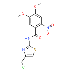 ChemSpider 2D Image | N-[4-(Chloromethyl)-1,3-thiazol-2-yl]-4,5-dimethoxy-2-nitrobenzamide | C13H12ClN3O5S