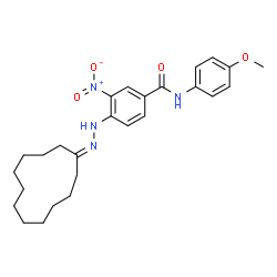ChemSpider 2D Image | 4-(2-Cyclododecylidenehydrazino)-N-(4-methoxyphenyl)-3-nitrobenzamide | C26H34N4O4