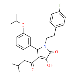 ChemSpider 2D Image | 1-[2-(4-Fluorophenyl)ethyl]-3-hydroxy-5-(3-isopropoxyphenyl)-4-(3-methylbutanoyl)-1,5-dihydro-2H-pyrrol-2-one | C26H30FNO4
