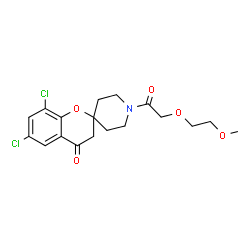 ChemSpider 2D Image | 6,8-Dichloro-1'-[(2-methoxyethoxy)acetyl]spiro[chromene-2,4'-piperidin]-4(3H)-one | C18H21Cl2NO5
