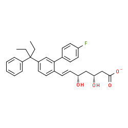 ChemSpider 2D Image | (3R,5S,6E)-7-[4'-Fluoro-5-(3-phenyl-3-pentanyl)-2-biphenylyl]-3,5-dihydroxy-6-heptenoate | C30H32FO4