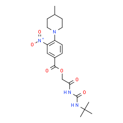 ChemSpider 2D Image | 2-{[(2-Methyl-2-propanyl)carbamoyl]amino}-2-oxoethyl 4-(4-methyl-1-piperidinyl)-3-nitrobenzoate | C20H28N4O6
