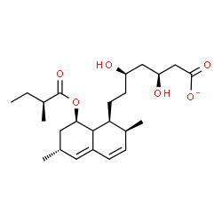 ChemSpider 2D Image | (3S,5R)-7-[(1S,2S,6R,8R)-2,6-Dimethyl-8-{[(2S)-2-methylbutanoyl]oxy}-1,2,6,7,8,8a-hexahydro-1-naphthalenyl]-3,5-dihydroxyheptanoate | C24H37O6