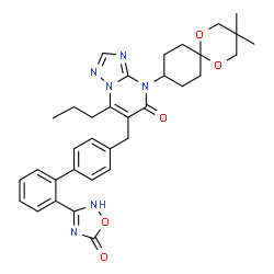 ChemSpider 2D Image | 4-(3,3-Dimethyl-1,5-dioxaspiro[5.5]undec-9-yl)-6-{[2'-(5-oxo-2,5-dihydro-1,2,4-oxadiazol-3-yl)-4-biphenylyl]methyl}-7-propyl[1,2,4]triazolo[1,5-a]pyrimidin-5(4H)-one | C34H38N6O5