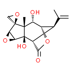 ChemSpider 2D Image | (1S,2R,3S,5R,6R,7R,8S,9S,12R)-2,8-Dihydroxy-12-isopropenyl-7-methyl-11H-spiro[4,10-dioxatetracyclo[7.2.1.0~2,7~.0~3,5~]dodecane-6,2'-oxiran]-11-one | C15H18O6