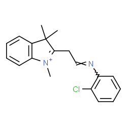 ChemSpider 2D Image | 2-{(2E)-2-[(2-Chlorophenyl)imino]ethyl}-1,3,3-trimethyl-3H-indolium | C19H20ClN2