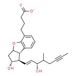 ChemSpider 2D Image | 4-{(1R,2R,8bS)-2-Hydroxy-1-[(1E,3S)-3-hydroxy-4-methyl-1-octen-6-yn-1-yl]-2,3,3a,8b-tetrahydro-1H-benzo[b]cyclopenta[d]furan-5-yl}butanoate | C24H29O5