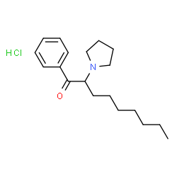 ChemSpider 2D Image | 1-Phenyl-2-(1-pyrrolidinyl)-1-nonanone hydrochloride (1:1) | C19H30ClNO