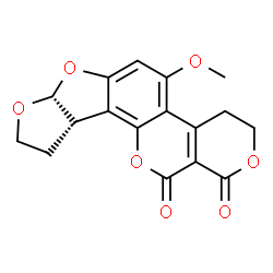 ChemSpider 2D Image | (10aS)-5-Methoxy-3,4,7a,9,10,10a-hexahydro-1H,12H-furo[3',2':4,5]furo[2,3-h]pyrano[3,4-c]chromene-1,12-dione | C17H14O7