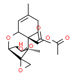 ChemSpider 2D Image | (2alpha,3beta,5alpha,11xi)-3-Hydroxy-12,13-epoxytrichothec-9-ene-4,15-diyl diacetate | C19H26O7