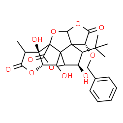ChemSpider 2D Image | (6R,9R,13S,17R)-6-(Benzyloxy)-9,12,17-trihydroxy-16-methyl-8-(2-methyl-2-propanyl)-2,4,14,19-tetraoxahexacyclo[8.7.2.0~1,11~.0~3,7~.0~7,11~.0~13,17~]nonadecane-5,15,18-trione | C27H30O11