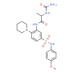 ChemSpider 2D Image | N~2~-Carbamoyl-N-{5-[(4-methoxyphenyl)sulfamoyl]-2-(1-piperidinyl)phenyl}alaninamide | C22H29N5O5S