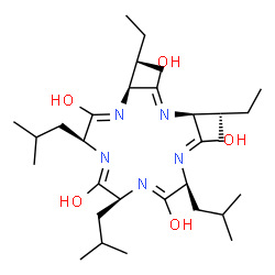 ChemSpider 2D Image | (1Z,3S,4Z,6S,7Z,9S,10Z,12S,13Z,15S)-3,6-Di[(2S)-2-butanyl]-9,12,15-triisobutyl-1,4,7,10,13-pentaazacyclopentadeca-1,4,7,10,13-pentaene-2,5,8,11,14-pentol | C30H55N5O5