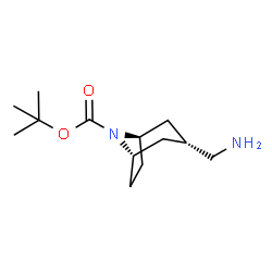 ChemSpider 2D Image | tert-Butyl (1R,3S,5S)-3-(aminomethyl)-8-azabicyclo[3.2.1]octane-8-carboxylate | C13H24N2O2
