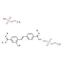 ChemSpider 2D Image | 2-Hydroxyethanesulfonic acid - 4-[2-(4-carbamimidoylphenyl)vinyl]-3-hydroxybenzenecarboximidamide (2:1) | C20H28N4O9S2