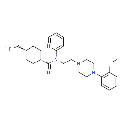 ChemSpider 2D Image | cis-4-[(~18~F)Fluoromethyl]-N-{2-[4-(2-methoxyphenyl)-1-piperazinyl]ethyl}-N-(2-pyridinyl)cyclohexanecarboxamide | C26H3518FN4O2