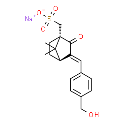 ChemSpider 2D Image | Sodium {(1S,3E,4S)-3-[4-(hydroxymethyl)benzylidene]-7,7-dimethyl-2-oxobicyclo[2.2.1]hept-1-yl}methanesulfonate | C18H21NaO5S