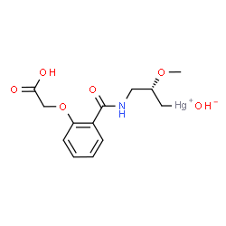 ChemSpider 2D Image | [(2S)-3-{[2-(Carboxymethoxy)benzoyl]amino}-2-methoxypropyl]mercury(1+) hydroxide | C13H17HgNO6