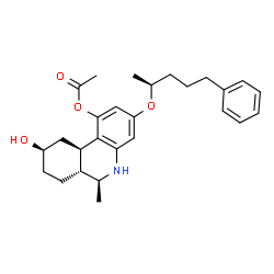 ChemSpider 2D Image | (6S,6aR,9R,10aR)-9-Hydroxy-6-methyl-3-{[(2S)-5-phenyl-2-pentanyl]oxy}-5,6,6a,7,8,9,10,10a-octahydro-1-phenanthridinyl acetate | C27H35NO4