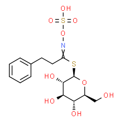 ChemSpider 2D Image | 1-S-[3-Phenyl-N-(sulfooxy)propanimidoyl]-1-thio-beta-L-glucopyranose | C15H21NO9S2