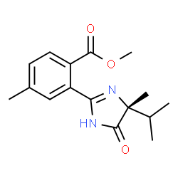 ChemSpider 2D Image | Methyl 2-[(4R)-4-isopropyl-4-methyl-5-oxo-4,5-dihydro-1H-imidazol-2-yl]-4-methylbenzoate | C16H20N2O3