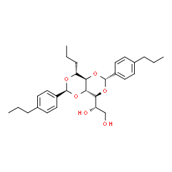 ChemSpider 2D Image | (1S)-1-[(2S,4aS,6S,8aR)-8-Propyl-2,6-bis(4-propylphenyl)tetrahydro[1,3]dioxino[5,4-d][1,3]dioxin-4-yl]-1,2-ethanediol (non-preferred name) | C29H40O6