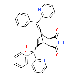 ChemSpider 2D Image | (1S,2R,6S,7R)-8-[(S)-Hydroxy(phenyl)2-pyridinylmethyl]-10-[phenyl(2-pyridinyl)methylene]-4-azatricyclo[5.2.1.0~2,6~]dec-8-ene-3,5-dione | C33H25N3O3