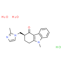 ChemSpider 2D Image | (3S)-9-Methyl-3-[(2-methyl-1H-imidazol-1-yl)methyl]-1,2,3,9-tetrahydro-4H-carbazol-4-one hydrochloride dihydrate | C18H24ClN3O3