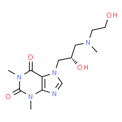 ChemSpider 2D Image | 7-{(2S)-2-Hydroxy-3-[(2-hydroxyethyl)(methyl)amino]propyl}-1,3-dimethyl-3,7-dihydro-1H-purine-2,6-dione | C13H21N5O4