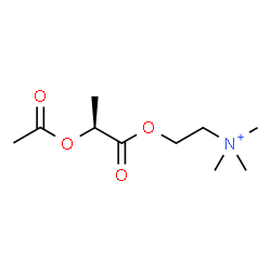 ChemSpider 2D Image | 2-{[(2R)-2-Acetoxypropanoyl]oxy}-N,N,N-trimethylethanaminium | C10H20NO4