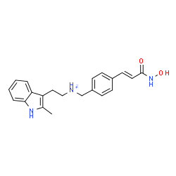 ChemSpider 2D Image | N-{4-[(1E)-3-(Hydroxyamino)-3-oxo-1-propen-1-yl]benzyl}-2-(2-methyl-1H-indol-3-yl)ethanaminiumato | C21H24N3O2