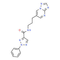 ChemSpider 2D Image | 2-Phenyl-N-[3-([1,2,4]triazolo[1,5-a]pyrimidin-6-yl)propyl]-2H-1,2,3-triazole-4-carboxamide | C17H16N8O