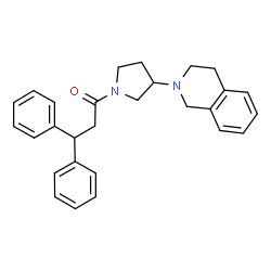ChemSpider 2D Image | 1-[3-(3,4-Dihydro-2(1H)-isoquinolinyl)-1-pyrrolidinyl]-3,3-diphenyl-1-propanone | C28H30N2O