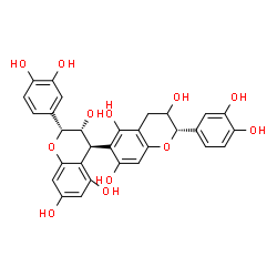 ChemSpider 2D Image | (2R,2'S,3R,4S)-2,2'-Bis(3,4-dihydroxyphenyl)-3,3',4,4'-tetrahydro-2H,2'H-4,6'-bichromene-3,3',5,5',7,7'-hexol | C30H26O12