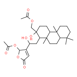 ChemSpider 2D Image | 3-{2-[13-(Acetoxymethyl)-13-hydroxy-8-methylpodocarpan-14-yl]-1-hydroxyethyl}-5-oxo-2,5-dihydro-2-furanyl acetate | C29H44O8