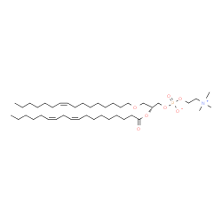 ChemSpider 2D Image | (2R)-3-[(9Z)-9-Hexadecen-1-yloxy]-2-[(9Z,12Z)-9,12-octadecadienoyloxy]propyl 2-(trimethylammonio)ethyl phosphate | C42H80NO7P