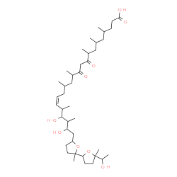 ChemSpider 2D Image | (4r,6s,8s,12r,14r,16z,18r,19r,20s,21s)-19,21-Dihydroxy-22-{(2s,2'r,5s,5's)-5'-[(1r)-1-Hydroxyethyl]-2,5'-Dimethyloctahydro-2,2'-Bifuran-5-Yl}-4,6,8,12,14,18,20-Heptamethyl-9,11-Dioxodocos-16-Enoic Acid | C41H72O9