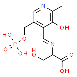 ChemSpider 2D Image | (E)-N-({3-Hydroxy-2-methyl-5-[(phosphonooxy)methyl]-4-pyridinyl}methylene)-D-serine | C11H15N2O8P