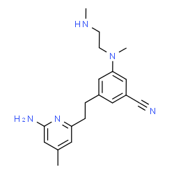 ChemSpider 2D Image | 3-(2-(6-Amino-4-Methylpyridin-2-Yl)ethyl)-5-(Methyl(2-(Methylamino)ethyl)amino)benzonitrile | C19H25N5