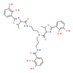 ChemSpider 2D Image | (4s,5r)-N-{3-[(2,3-Dihydroxybenzoyl)amino]propyl}-2-(2,3-Dihydroxyphenyl)-N-[3-({[(4s,5r)-2-(2,3-Dihydroxyphenyl)-5-Methyl-4,5-Dihydro-1,3-Oxazol-4-Yl]carbonyl}amino)propyl]-5-Methyl-4,5-Dihydro-1,3-Oxazole-4-Carboxamide | C35H39N5O11